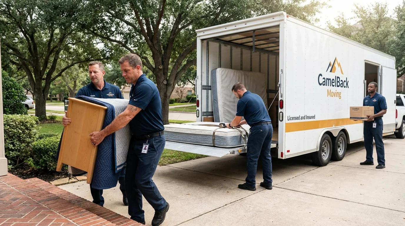 Crew loading residential truck for cross-state move from Cornelia, GA
